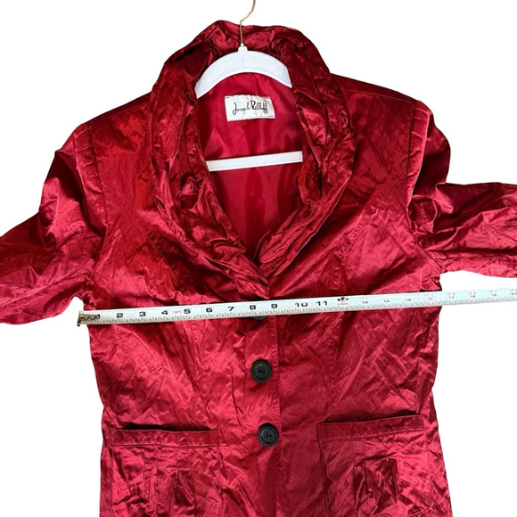 Joseph Ribkoff Red Crinkle Satin Blazer Size XS S Evening Holiday Festive Dressy - Picture 5 of 13